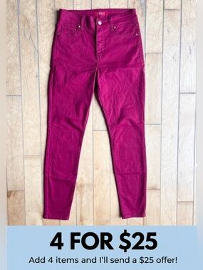 GUESS Burgundy/Red Skinny Stretch Modern Slim Fit Pants Size Small
